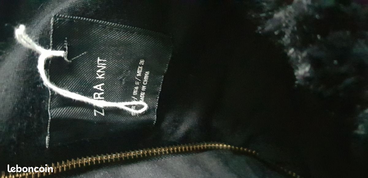 Magnifique Manteau Veste Fausse Fourrure noir Zara T.36 S (image 9)