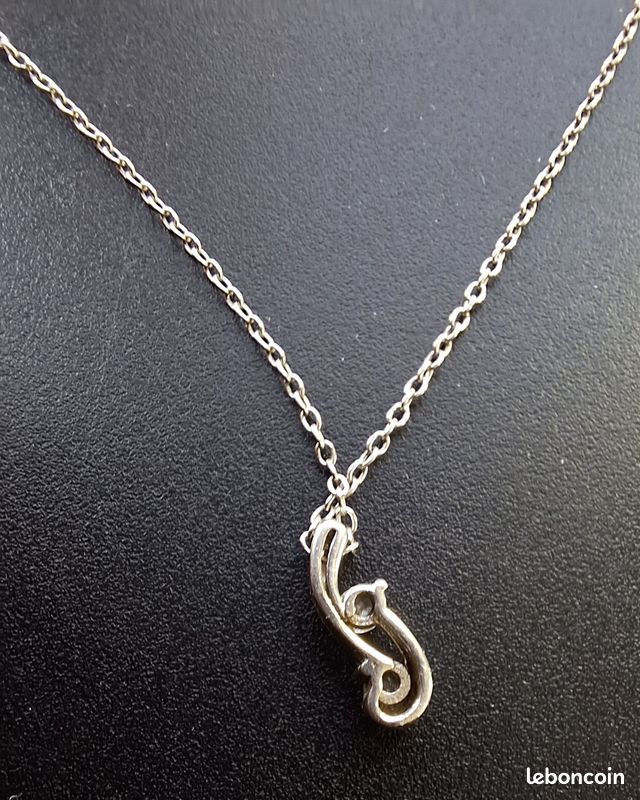 B.Catcher Collier en Argent 925 Pendentif Clé de sol Note de Musique