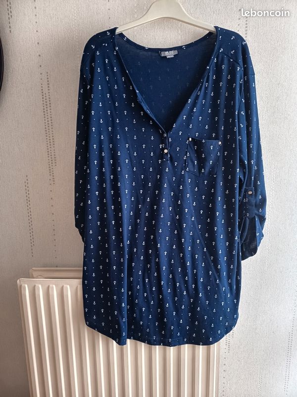 Blouse Femme Taille 50 - Rose - Polyester - Manches Asymétriques - Occasion Très Bon état