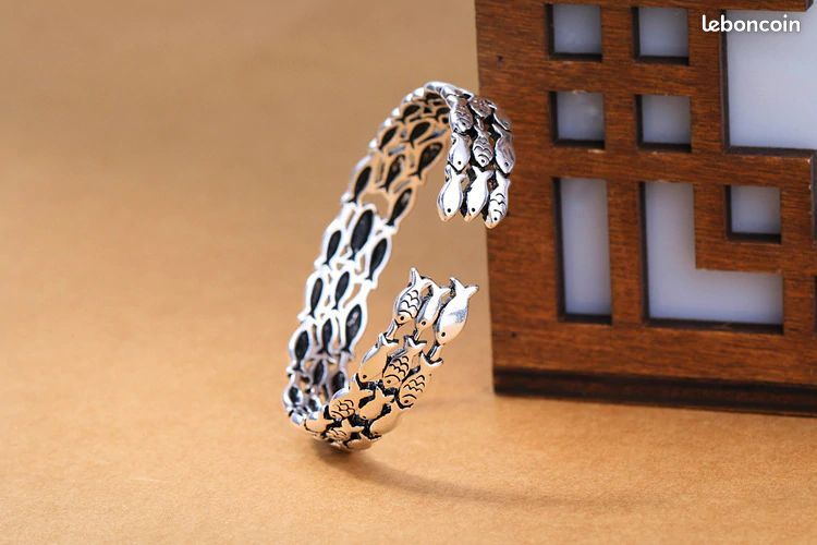 Bracelet motif : ( POISSONS) plaquer Argent (image 3)