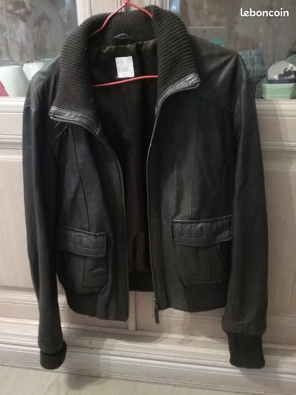 Blouson cuir anthracite Camaïeu (image 1)
