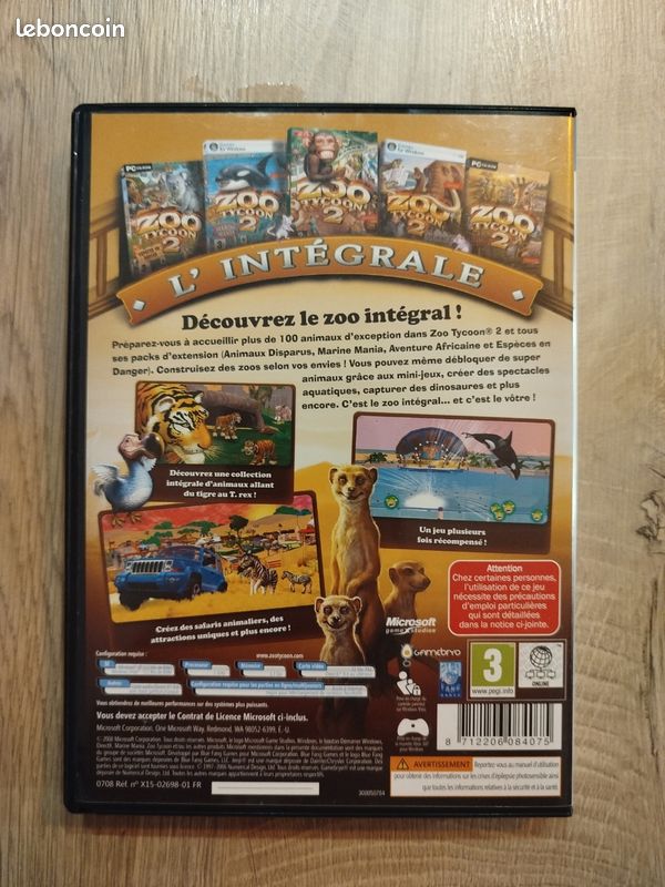 Zoo Tycoon 2 L'intégrale / Marine Mania, Animaux Disparus... Jeu Sur PC