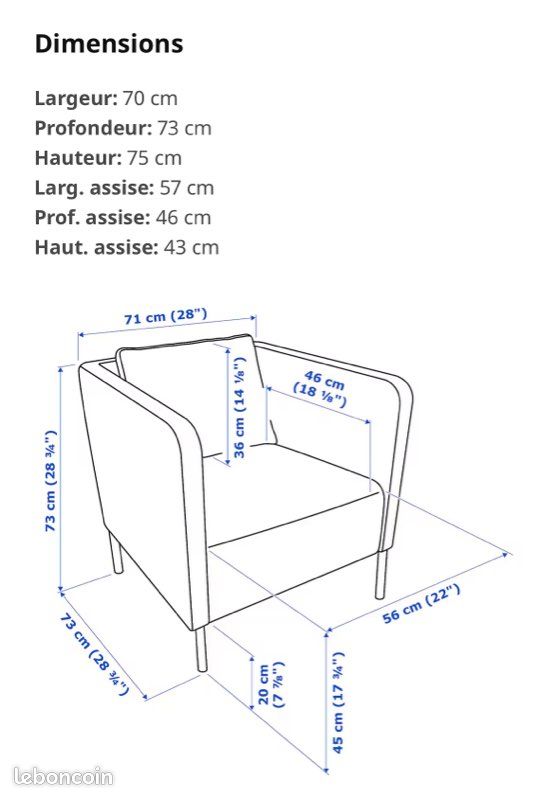 Fauteuil bleu foncé - IKEA Ekerö (image 3)