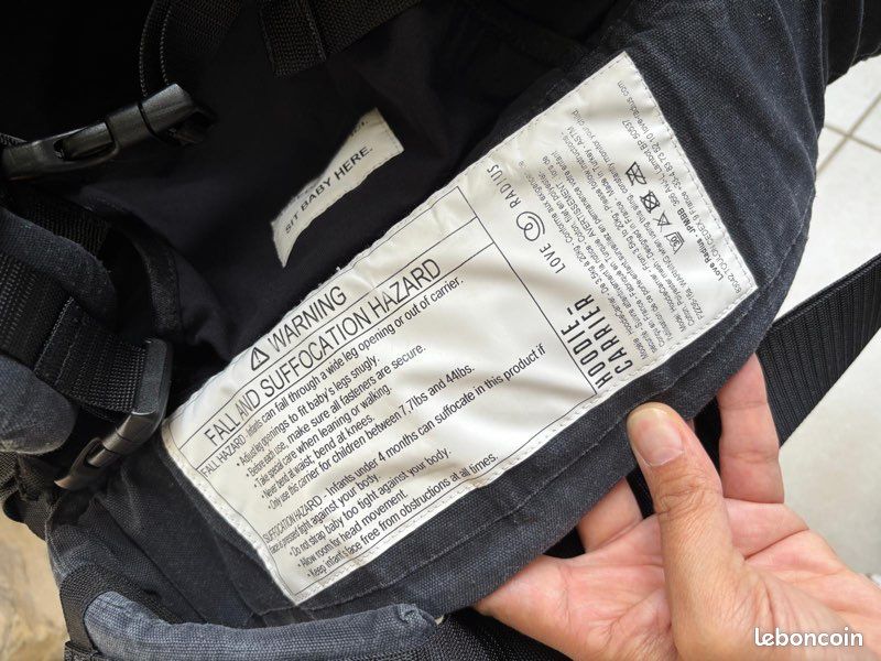 Porte-bébé physiologique noir HoodieCarrier (LOVE RADIUS) en très bon état avec pack nourrisson/naissance (image 9)