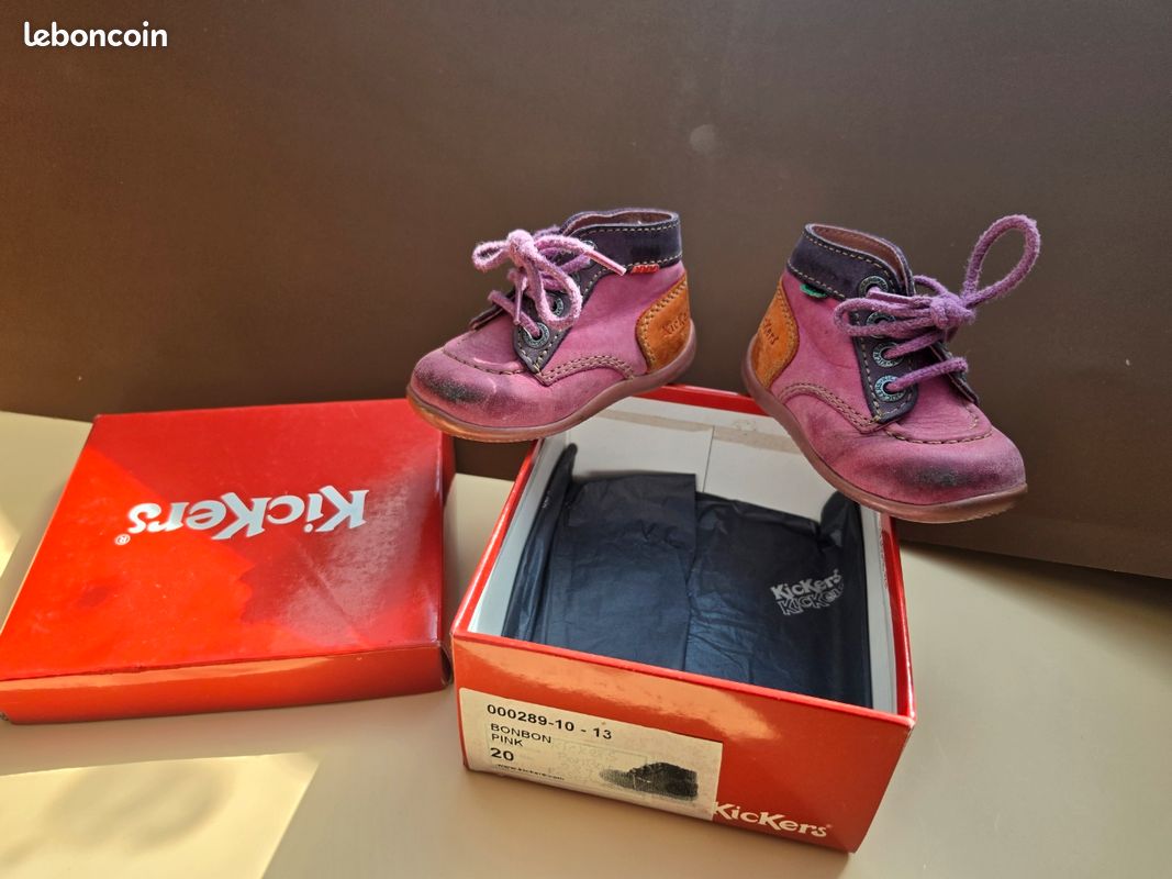 Chaussures bébé Kickers fille en cuir rose maintient Pointure 20 pied (image 4)