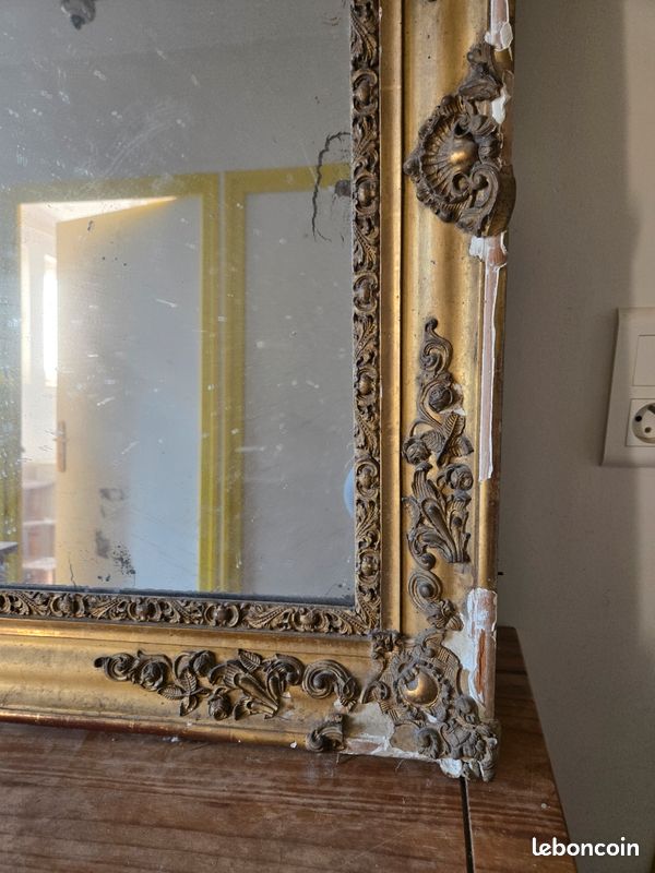 Miroirs Anciens, Grand Miroir ancien, Miroir Ovale Doré Ave