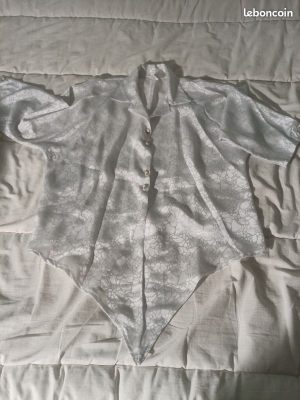 Chemisier Femme "Blanc brillant "Vintage "T. 44/46 (image 3)