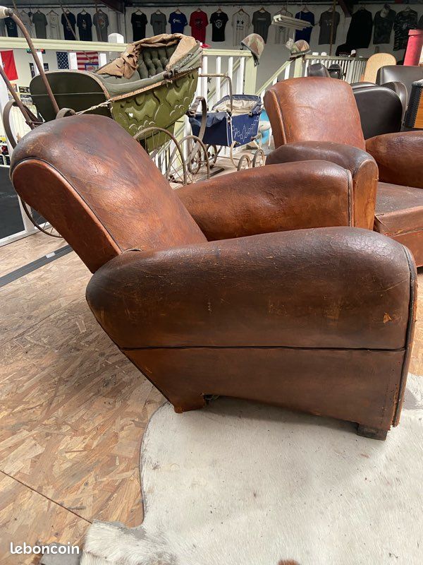 Fauteuil Club En Cuir Véritable Sur Roulettes – Style Art Déco Rétro – Palazzo INT Marron