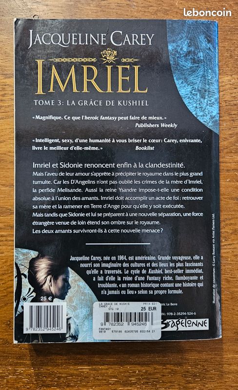 RARE Livre : Imriel Tome 3 - La Grâce de Kushiel de Jacqueline Carey (image 3)