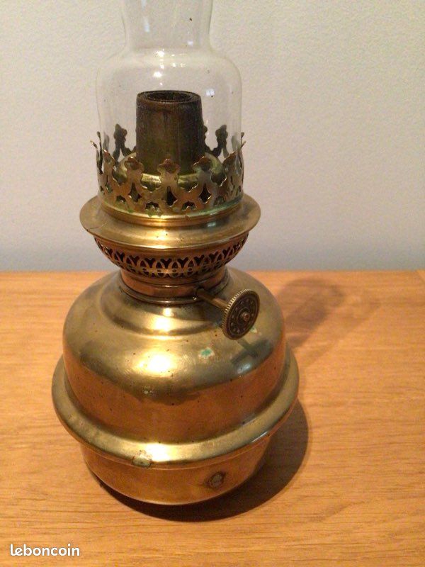 Lampe à pétrole en laiton + 4 verres (image 3)
