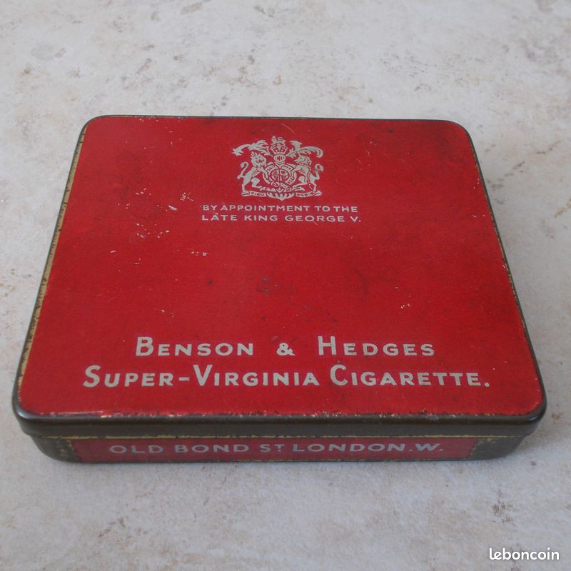 ou acheter des cigarettes a londres Ancienne Boite métal Cigarettes Benson & Hedges Super-Virginia UK Londres  rouge