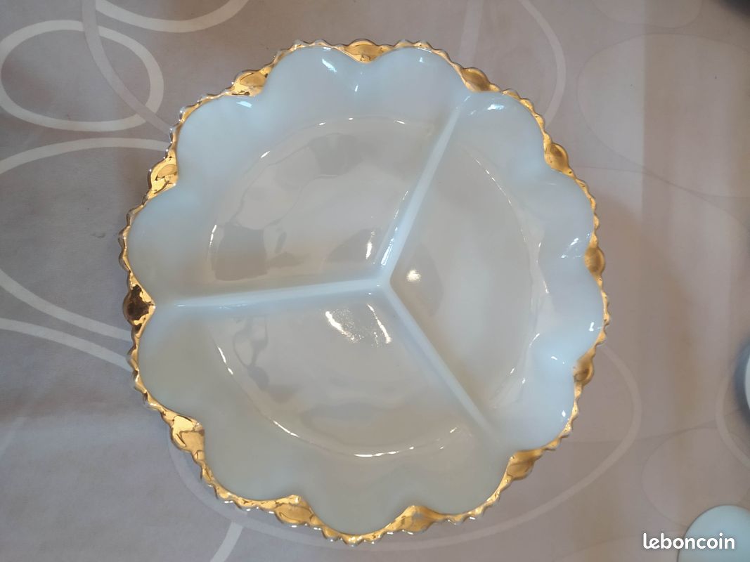 Plat blanc et or vaisselle ancienne & vintage - Neuf (image 3)