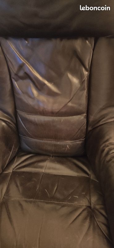 Fauteuil relax cuir vintage Danois (image 4)