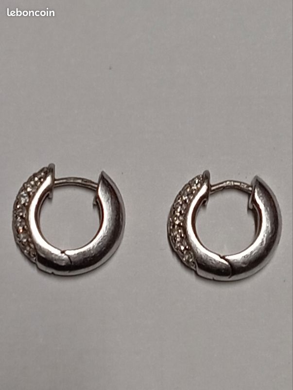 Boucles D'oreilles Créoles Anciennes En Argent Massif - Modèle #H3 - Occasion Vintage