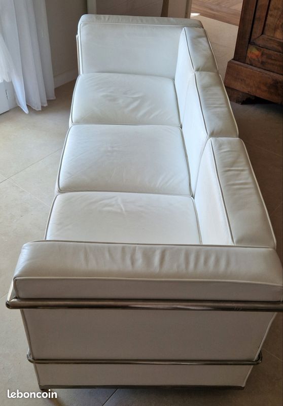 2 canapé cuir blanc LC2 le Corbusier (image 2)