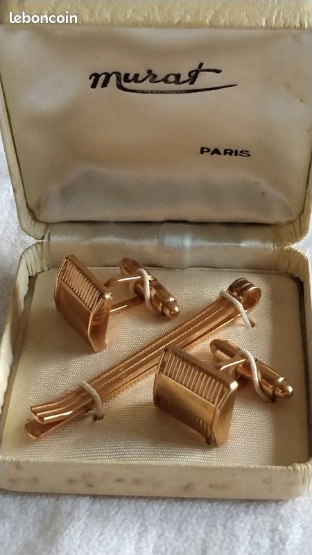 Boutons De Manchette Et Pince à Cravate Vintage Années 50 - Avec Boîte D'Origine - Occasion