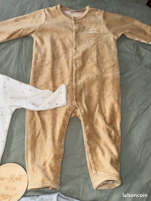 Lot de 3 pyjamas velours sans pieds ouverture par devant (image 5)
