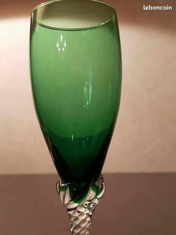 Carafe en verre de Murano avec bouchon + 4 verres colorés – années 60 (image 6)