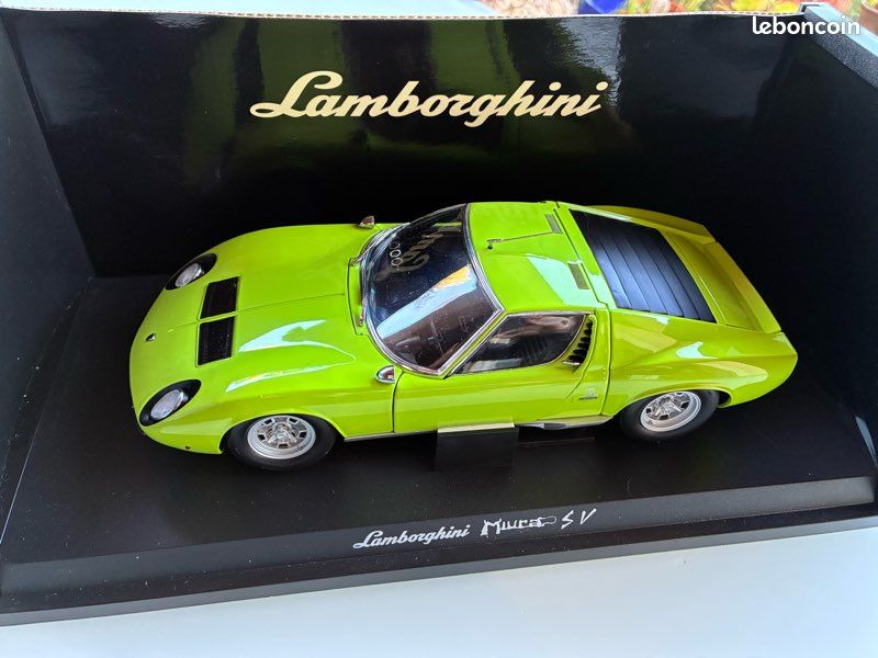 Lamborghini Miura Verte Métal 1/18 Par Anson - Miniature De Collection Voiture De Sport - Occasion Sans Boîte
