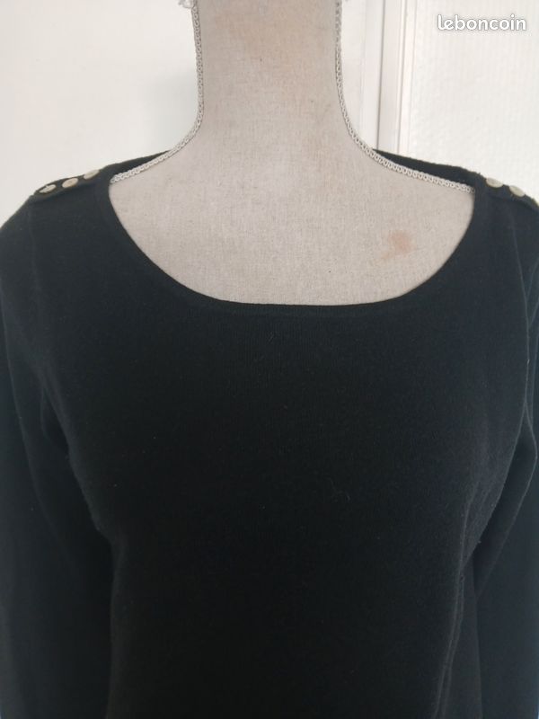 Pull Nina Kalio Laine Noir Taille 38/40 - Occasion Très Bon état, Col V, Coupe Plus