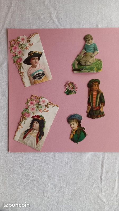 Lot de 10 découpis dominante scène d'enfants chromo anciens (image 2)