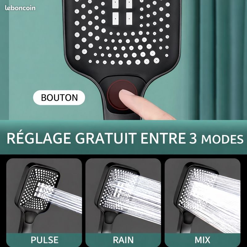 Douche 3 éléments noire (image 2)