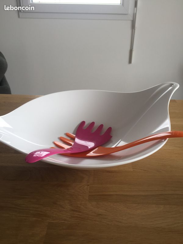 Saladier KOZIOL blanc couverts orange et rose (image 2)