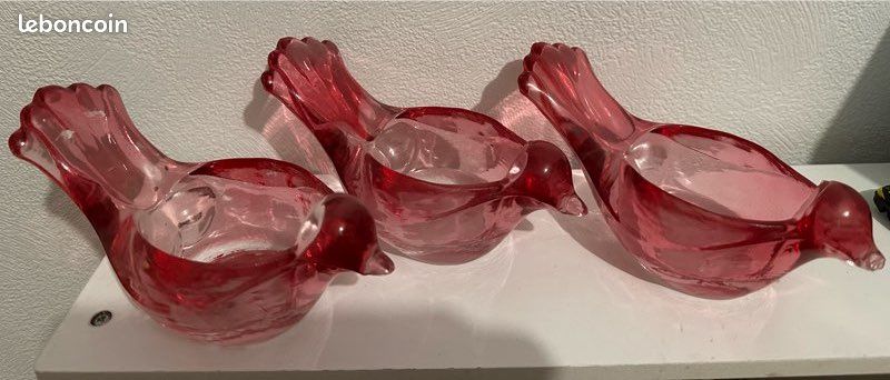 Lot de 3 Bougeoirs oiseau rose (image 2)