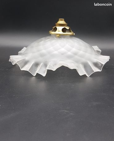 Suspension Vintage Monte-baisse En Opaline Et Porcelaine (n°2) - Fabriquée En France