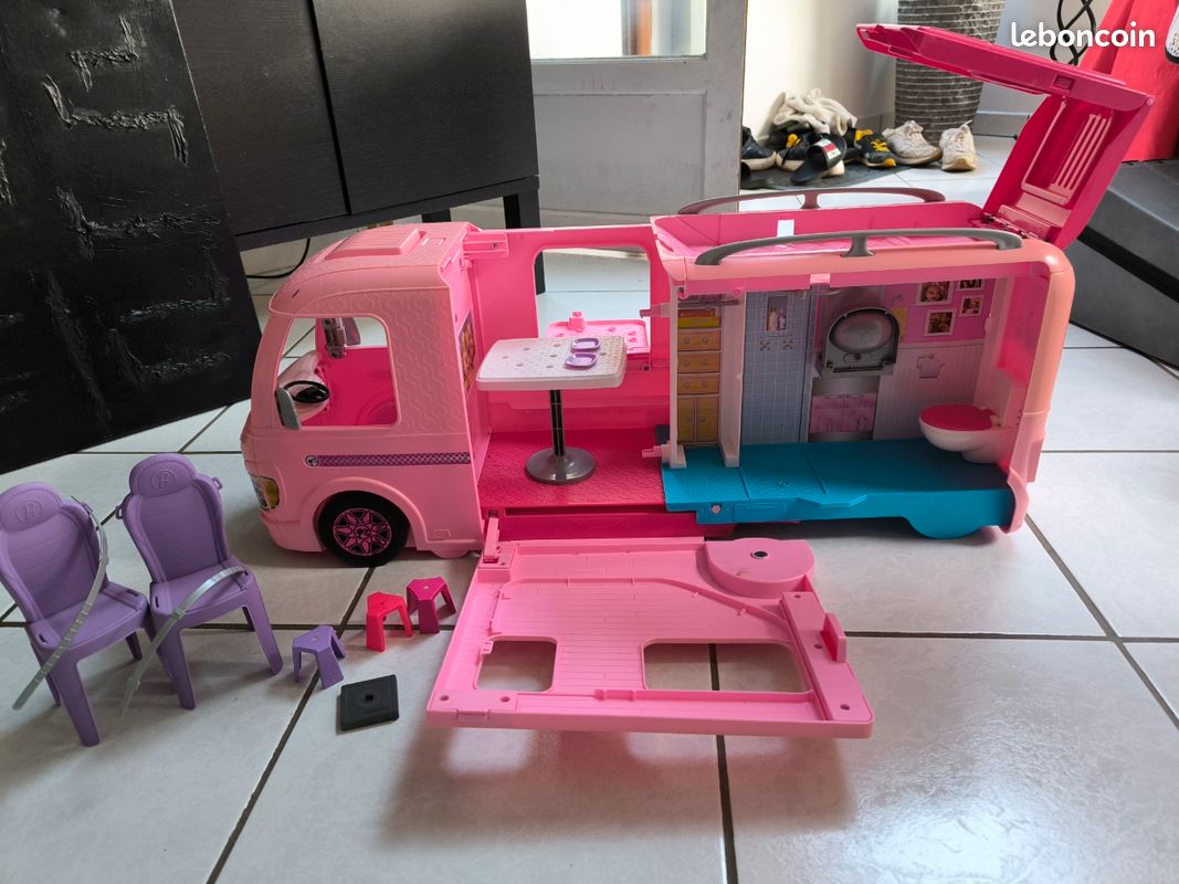 Camping-car Barbie Mattel Vintage Jaune - Années 70 - Incomplet Mais Sympa !