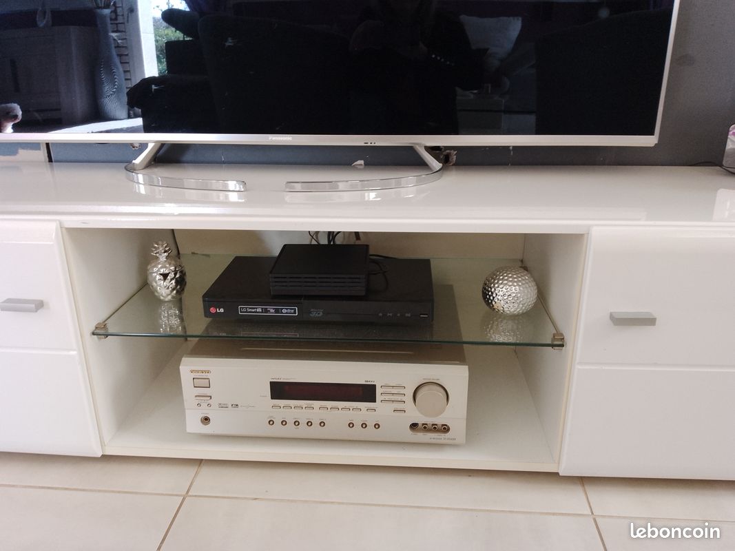 Meuble TV blanc brillant (image 2)
