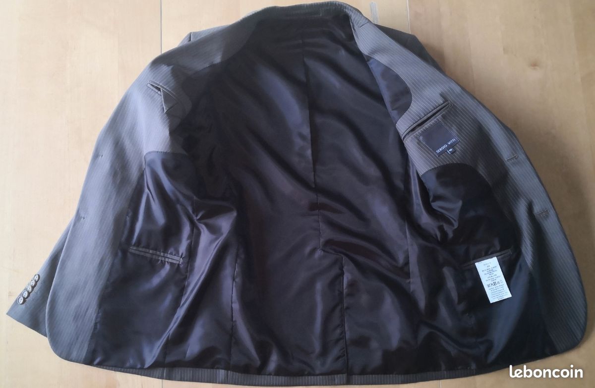 Costume homme veste & pantalon marron à fines rayures taille 36 Sergio Vitti La Halle (image 4)