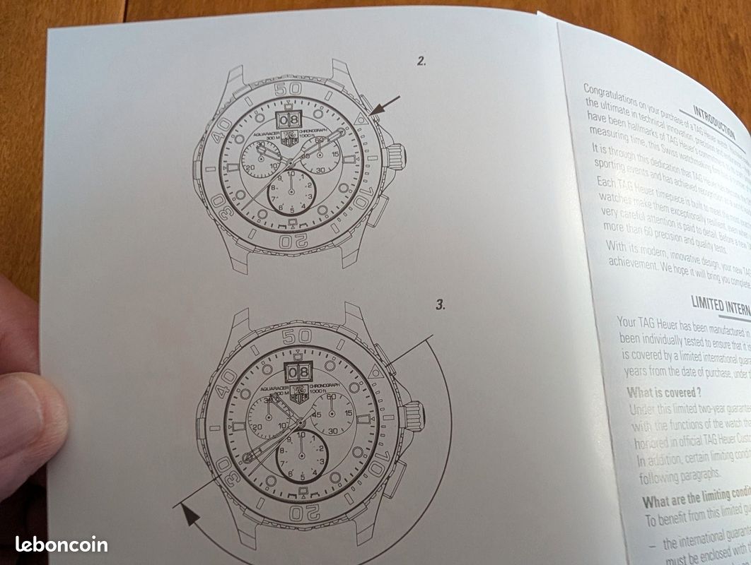 Livret INSTRUCTIONS TAG Heuer Quartz Chronograph Formula 1 & Aquaracer. E12314-5 (image 6)