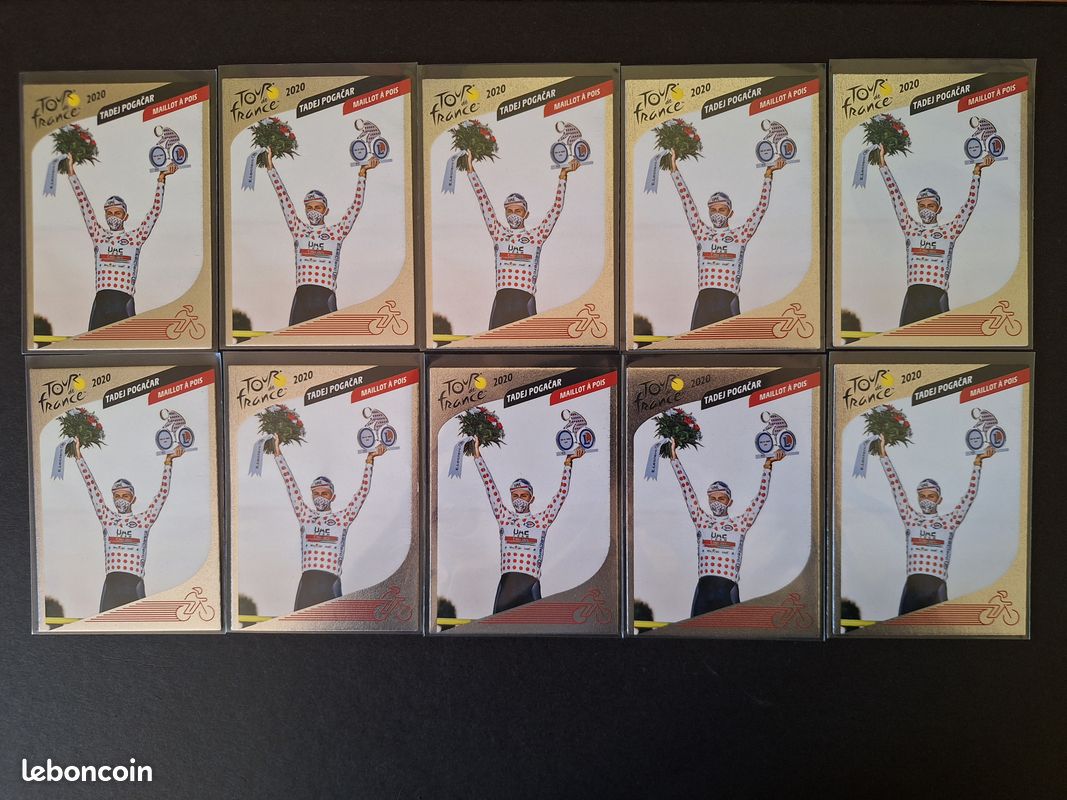 Lot 10 Cards Tadej Pogacar Rookie Maillot White Tour de France 2020 Panini