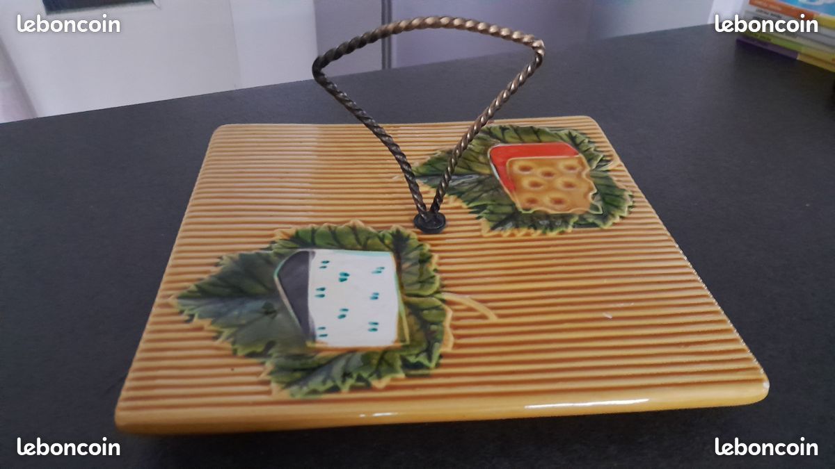 Plateau à Fromages Vintage VERCERAM ? – Jaune Orangé Nervuré Et Couteau