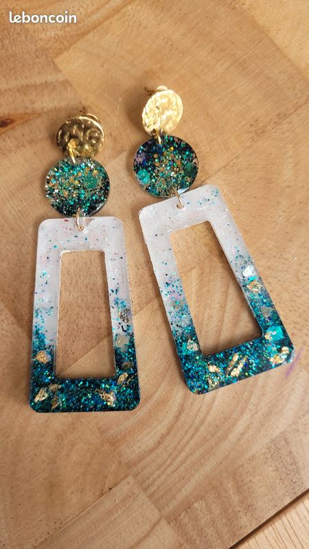 Boucles d oreille resine paillettes (image 3)