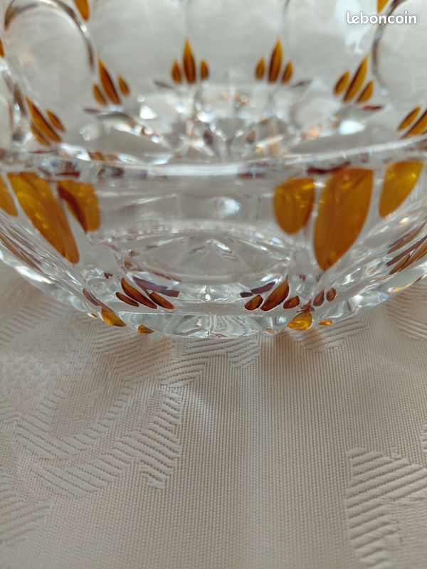 Saladier en verre granité ambré vintage