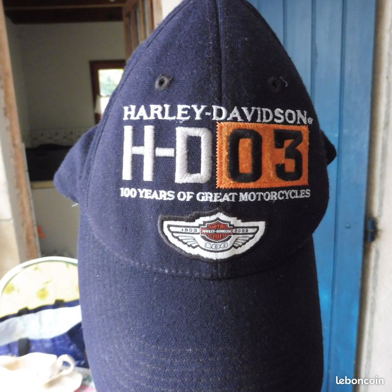 Casquette chapeau motard cuir Harley Davidson vintage