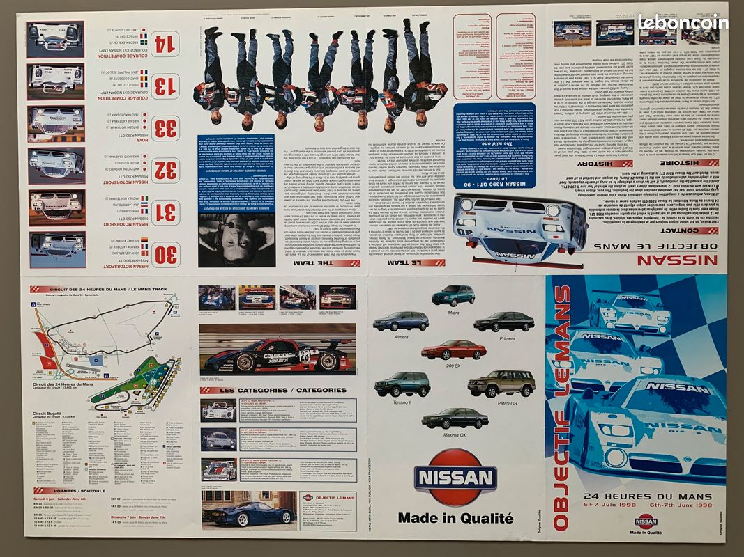 Photo Vintage Presse – Nissan GT-R Aux 24 Heures Du Mans 1998 – Tirage Original 15x21 Cm