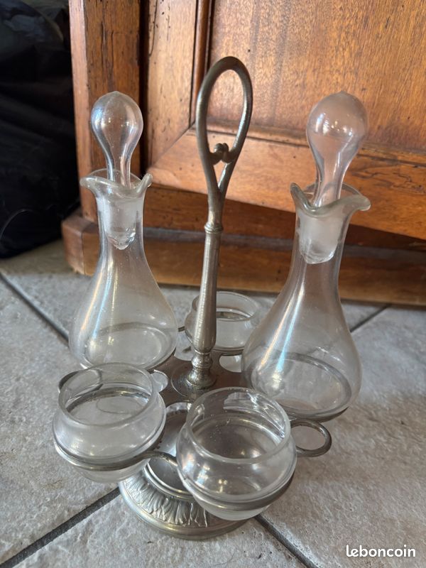 Huilier vinaigrier / Serviteur de table vintage complet 5 pièces (image 1)