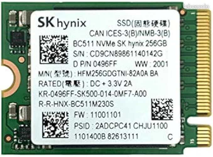 LOT DE 10 SSD NVME 256 Go - marque Hynix - Samsung - Toshiba ... Testé