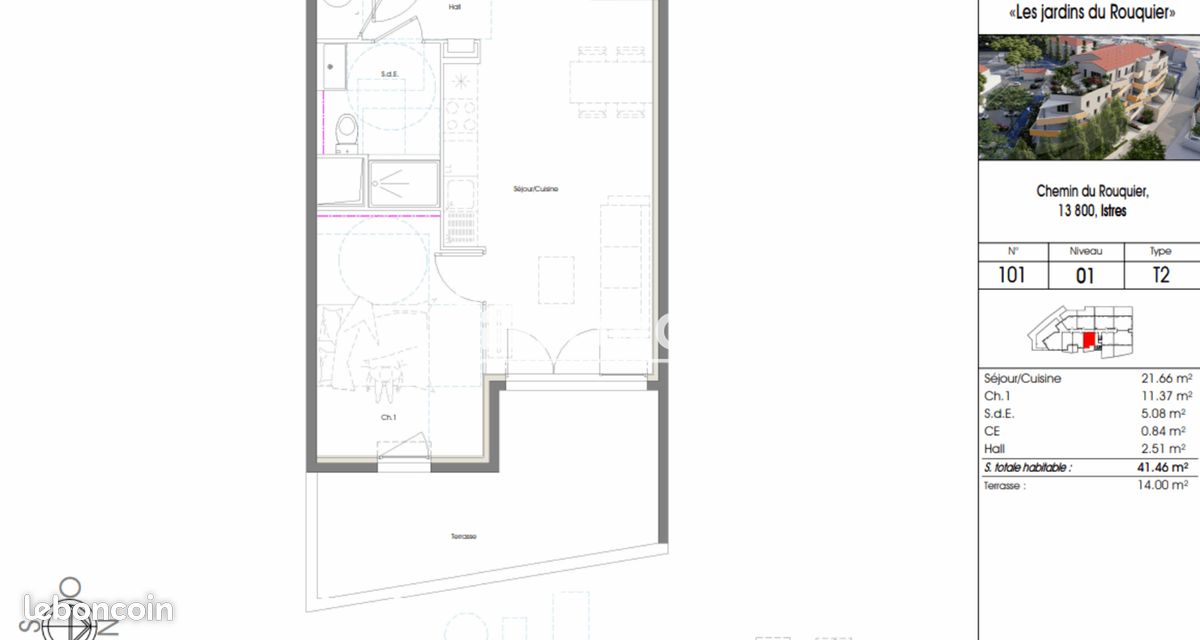 Appartement 2 pièces 41 m² · à Istres · 41 m² · 776 €/mois