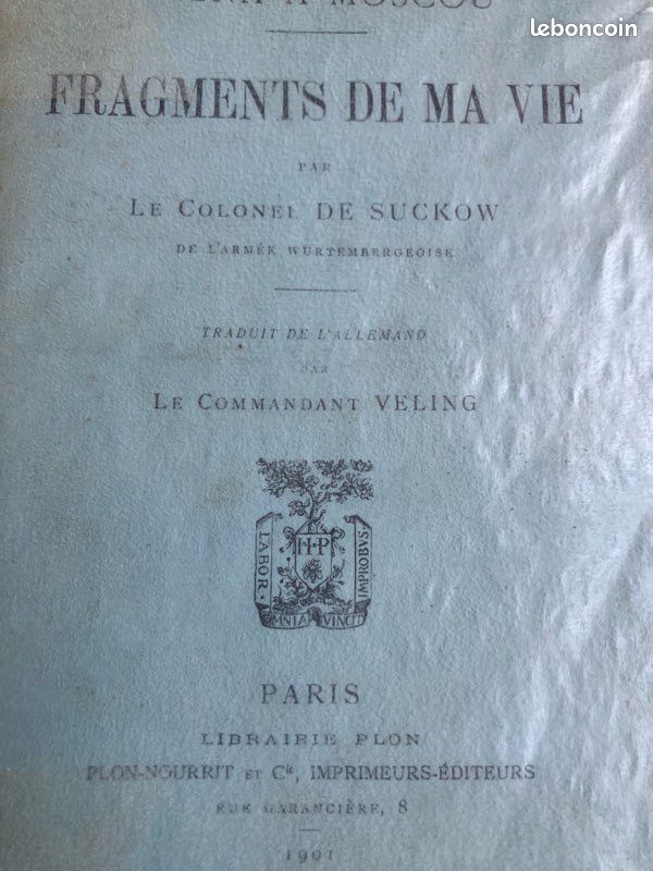 Livre ancien - Fragments de ma vie D’Iena à Moscou (image 2)