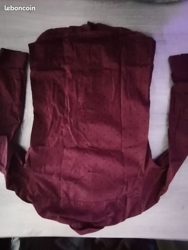Chemise slim fit bordeaux et motif noir (image 6)