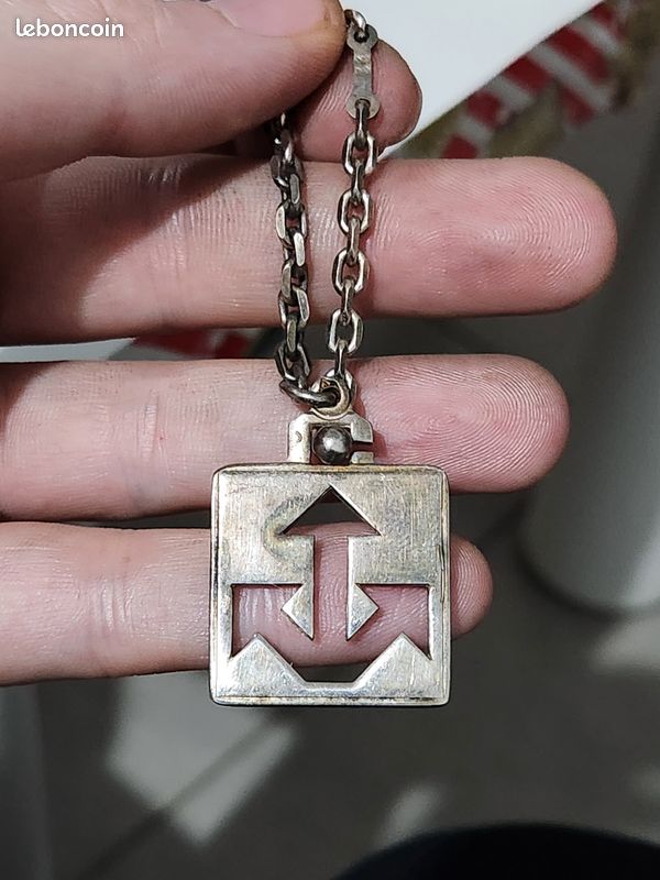 Pendentif Croix Ancienne En Argent 925 Avec Chaîne - Vintage - Occasion