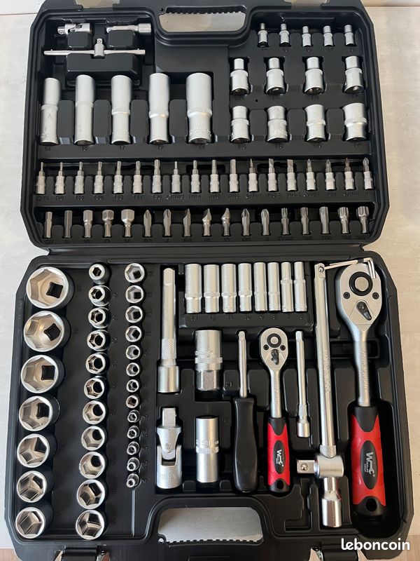 Caisse à Outils Complète en Coffret Douille de 1/4",1/2", CR-V 108 Pièces Coffret de Douille et Embouts avec Clé à Cliquet, Rallonges, Outillage Mécanique pour Réparation Voiture Auto (image 4)