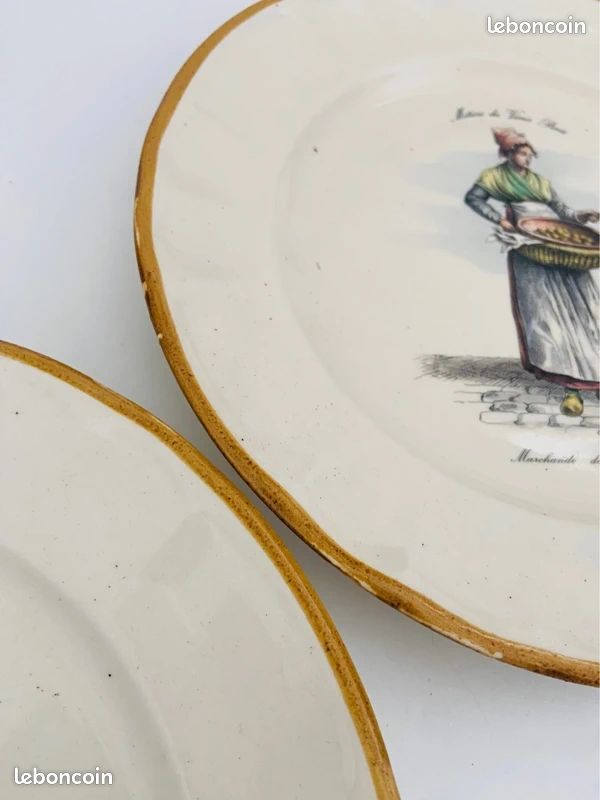 Assiettes vintage italie primula femme cabriolet style art deco - Arts de la table