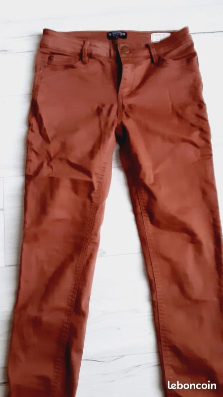 Jean BONOBO Femme Marron - Taille 38 - Coton - Occasion Très Bon état