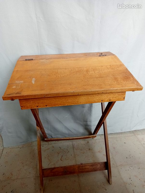 Bureau D'écolier Pliant – Bois Et Métal – 70x68x59 Cm – Occasion