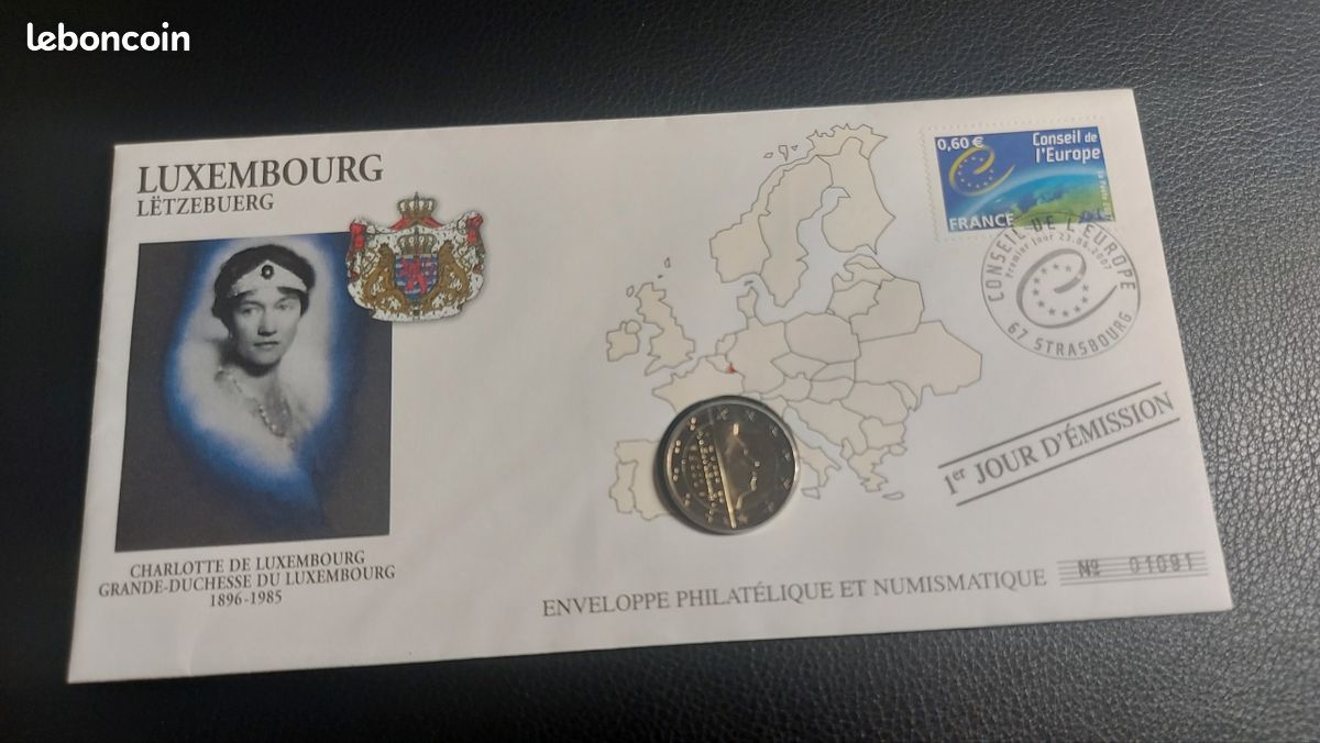 Enveloppe 1er jour luxembourg 2 euro (image 1)